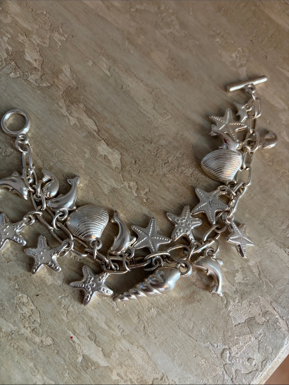 Silver Seashell & Starfish Charm Bracelet - Silver